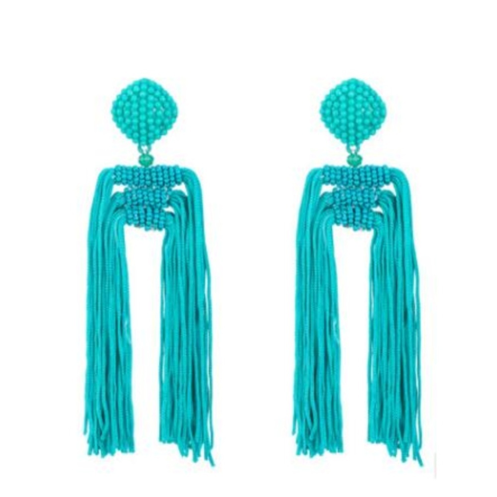 Bahati Turquoise Beaded Fringe Earrings